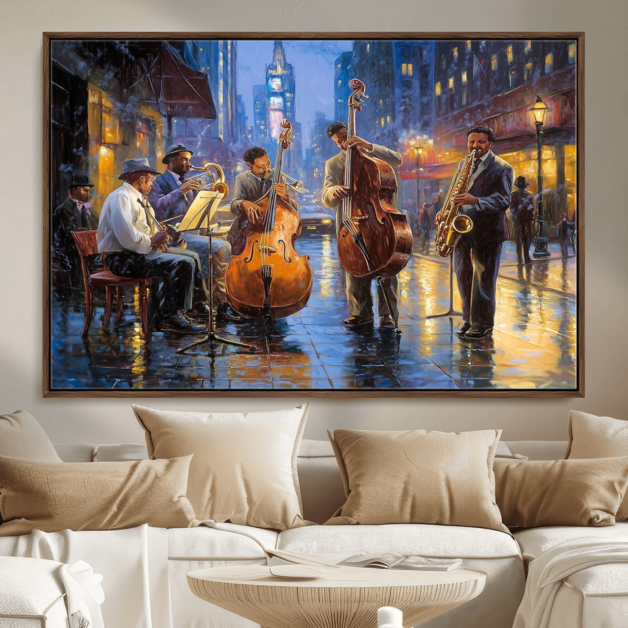 58694-MGV-FC-36X24 - Colorful Jazz Wall Art - African American Music Canvas Print - Framed Abstract Music Poster for Home