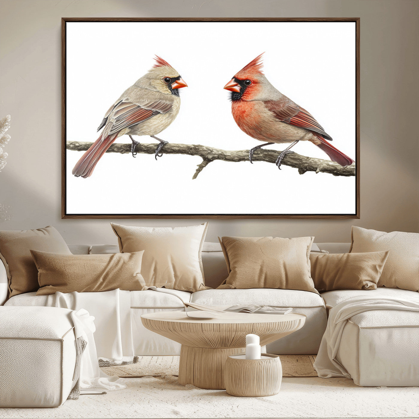 MGV-FC-36X24 - Cardinal Canvas Wall Art - Male and Female Cardinal Print - Nature-Inspired Bird Wall Decor for Home