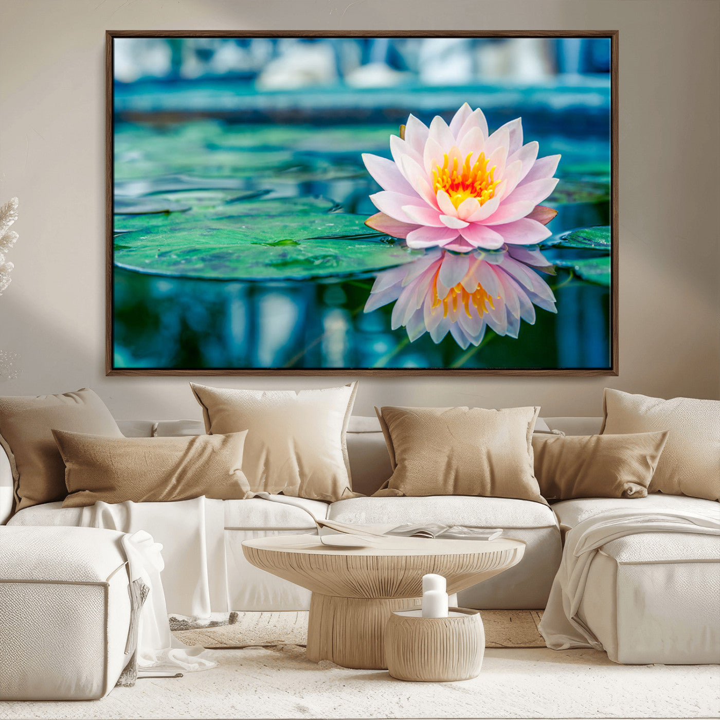 MGV-FC-36X24 - Lotus Flower Wall Art Canvas Print, Water Lily Large Wall Art Canvas Print for Yoga Room Decor,