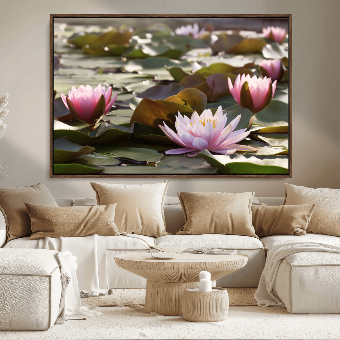 MGV-FC-36X24 - Lotus Flower Wall Art Canvas Print, Water Lily Large Wall Art Canvas Print for Yoga Room Decor,
