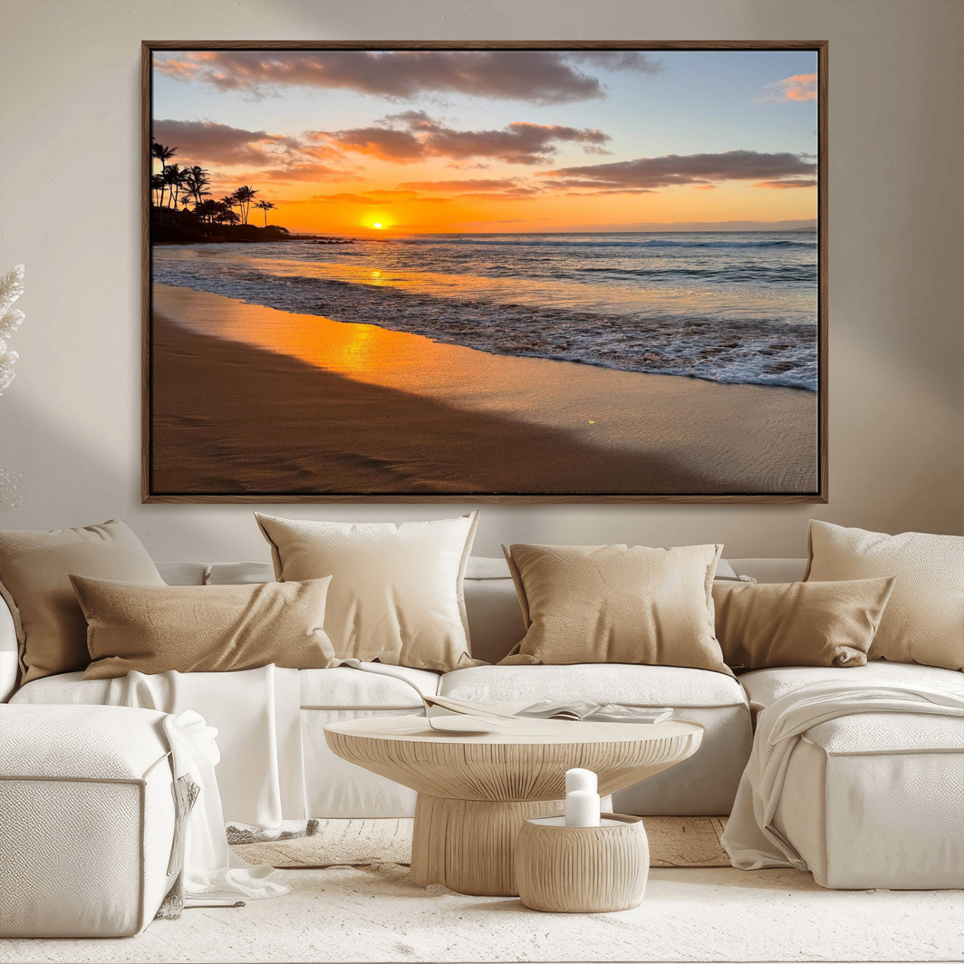 MGV-FC-36X24 - Sunset Wall Art Print - Stunning Beach Sunset Canvas Artwork for Elegant Home or Office Coastal