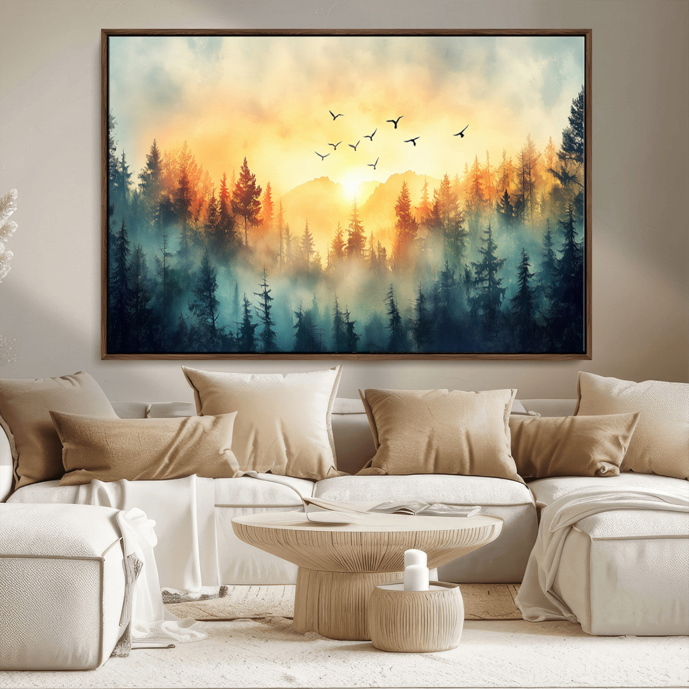 MGV-FC-36X24 - Abstract Forest Wall Art Print- Serene Nature Canvas Print with Misty Forest Design for Modern Home