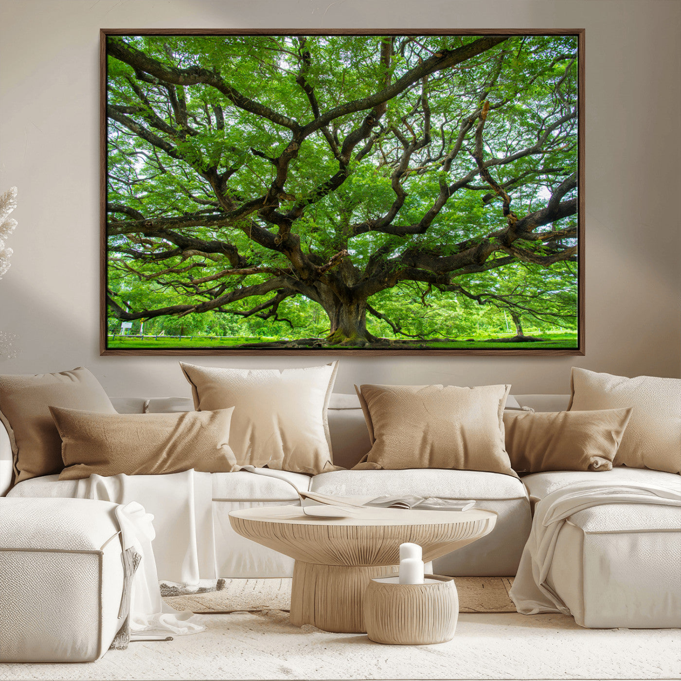 MGV-FC-36X24 - Ancient Tree Wall Art Canvas Print, Framed Sprawling Branches Art Picture Print, Gnarling Tree Perfect Earthy Natural Decor Artwork