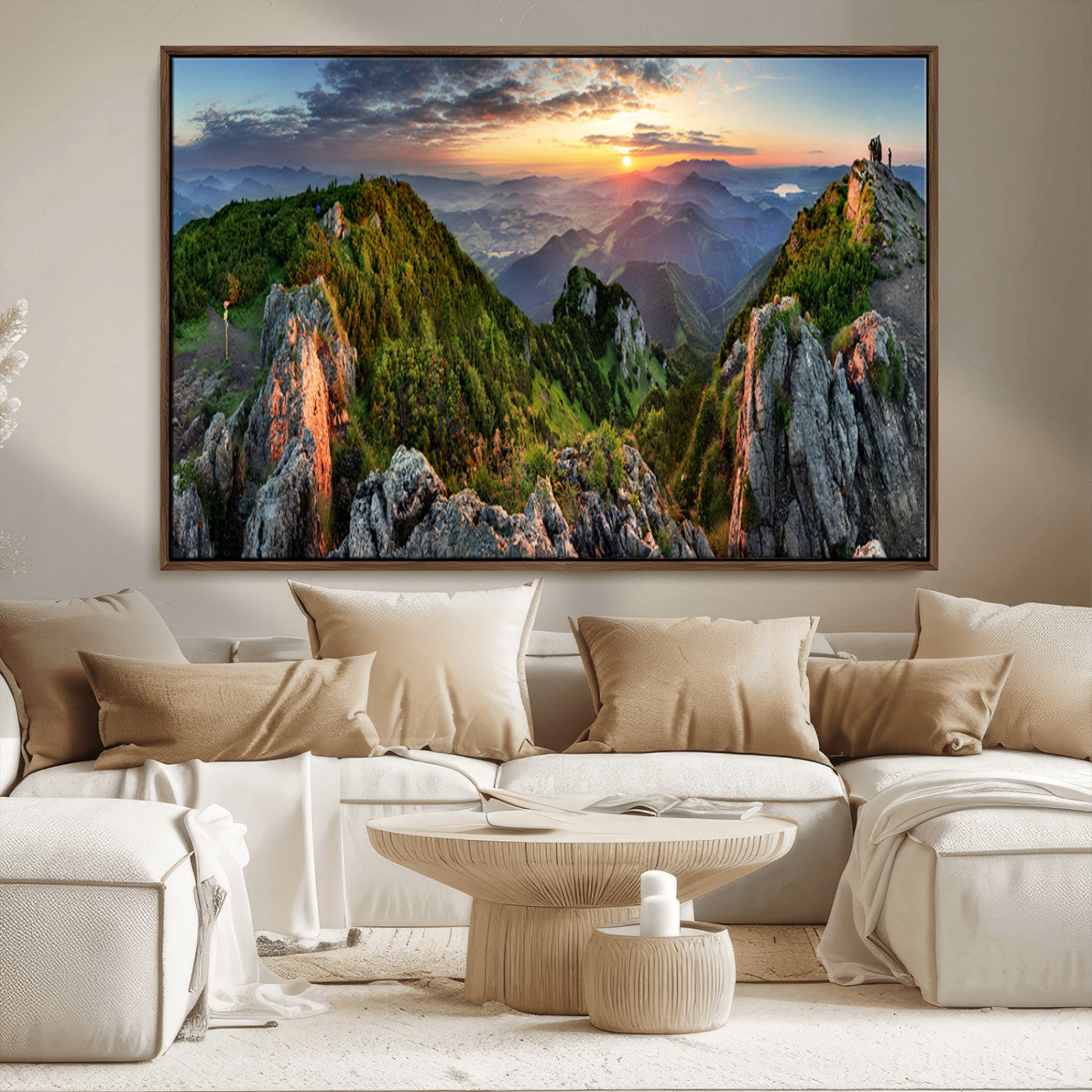 MGV-FC-36X24 - Mountain Sunset Panoramic Canvas Print – Scenic Wilderness Landscape, Majestic Summit , Multi-Panel