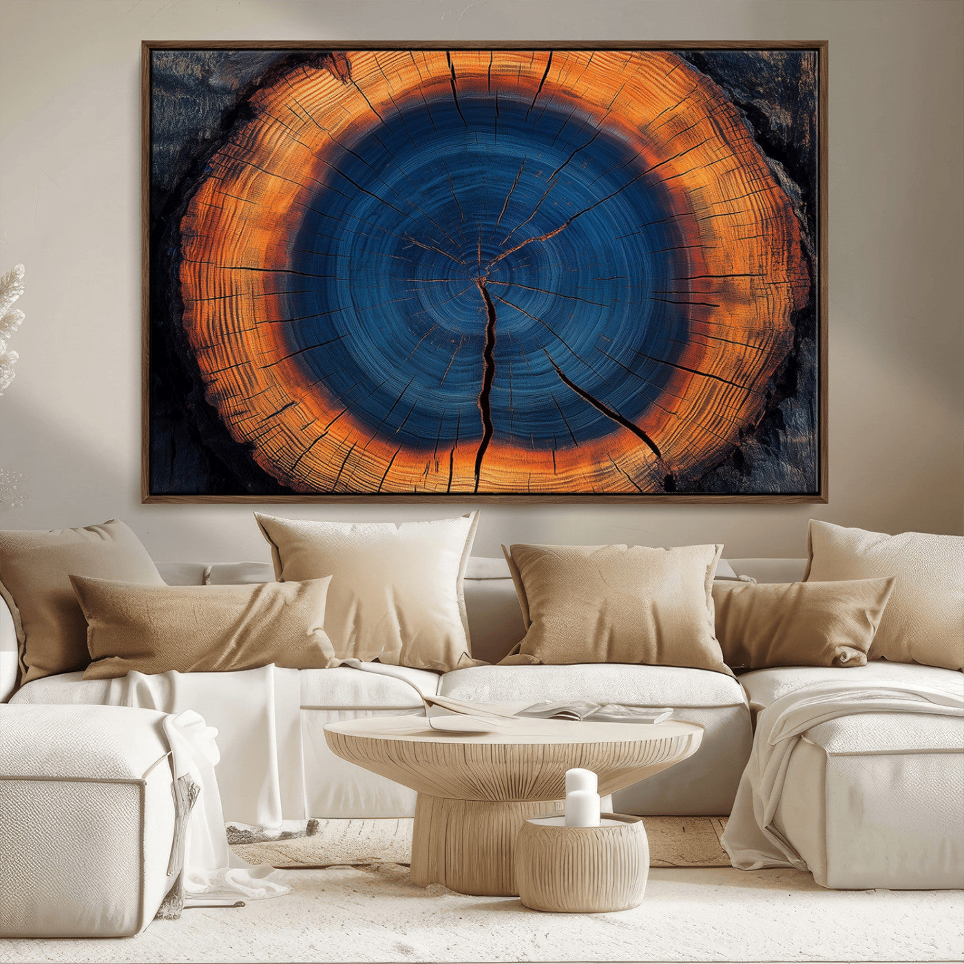 MGV-FC-36X24 - Abstract Tree Ring Wall Art Print, Natural Rustic Wood Texture Canvas Print, Framed Tree Ring Printing, Wood Tree Stump Artwork Canvas Print