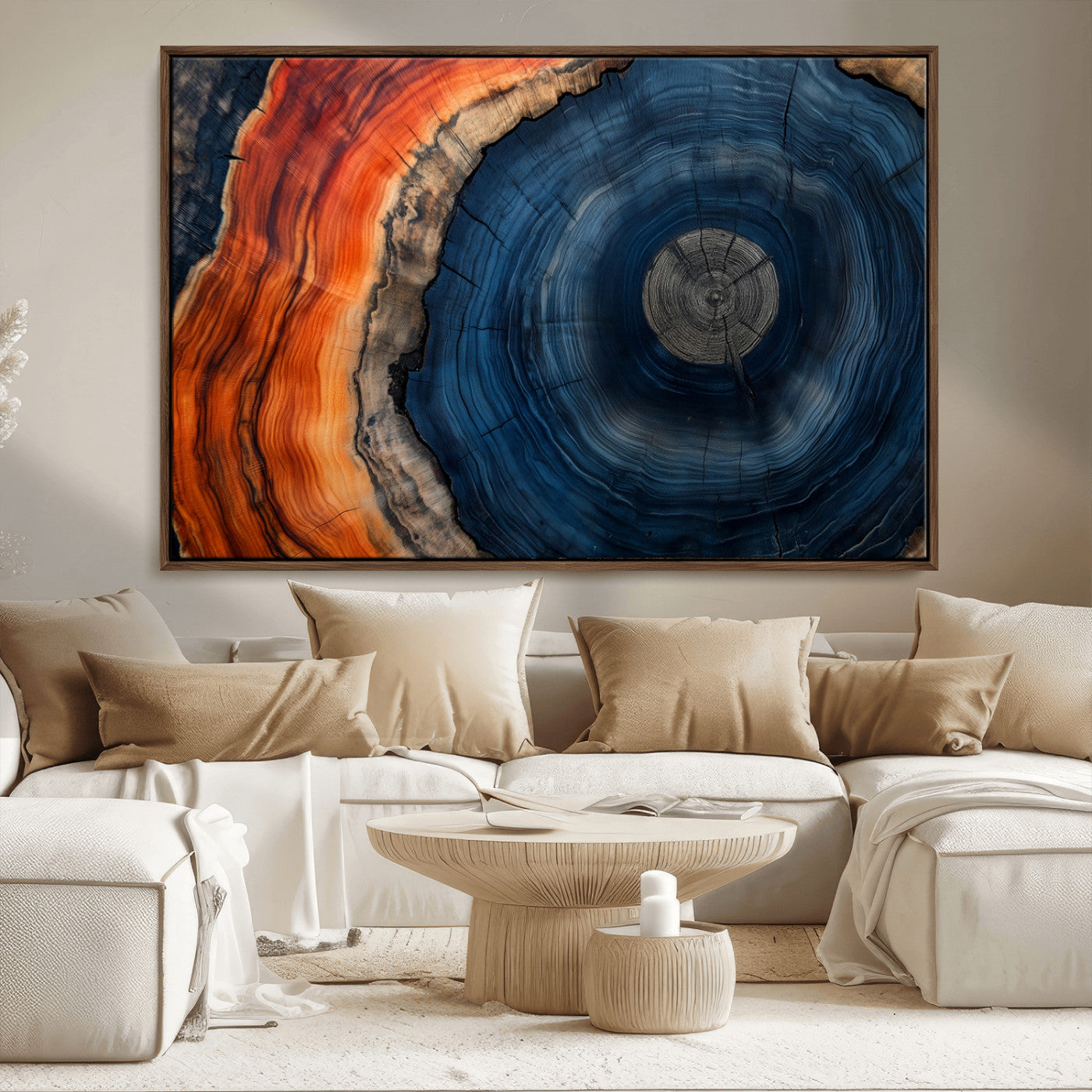 MGV-FC-36X24 - Tree Rings Wall Art Canvas Print, Rustic Wood Print, Framed Natural Texture Art Print, Wood Grain