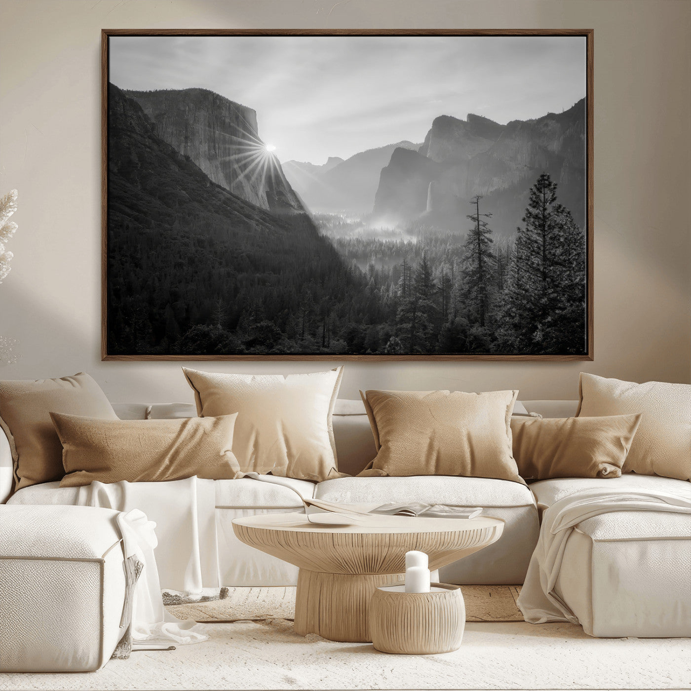 MGV-FC-36X24 - Yosemite Valley Wall Art Canvas Print, Framed El Capitan Sunrise Art Picture Print, Misty Mountain Perfect Modern Rustic Decor Artwork