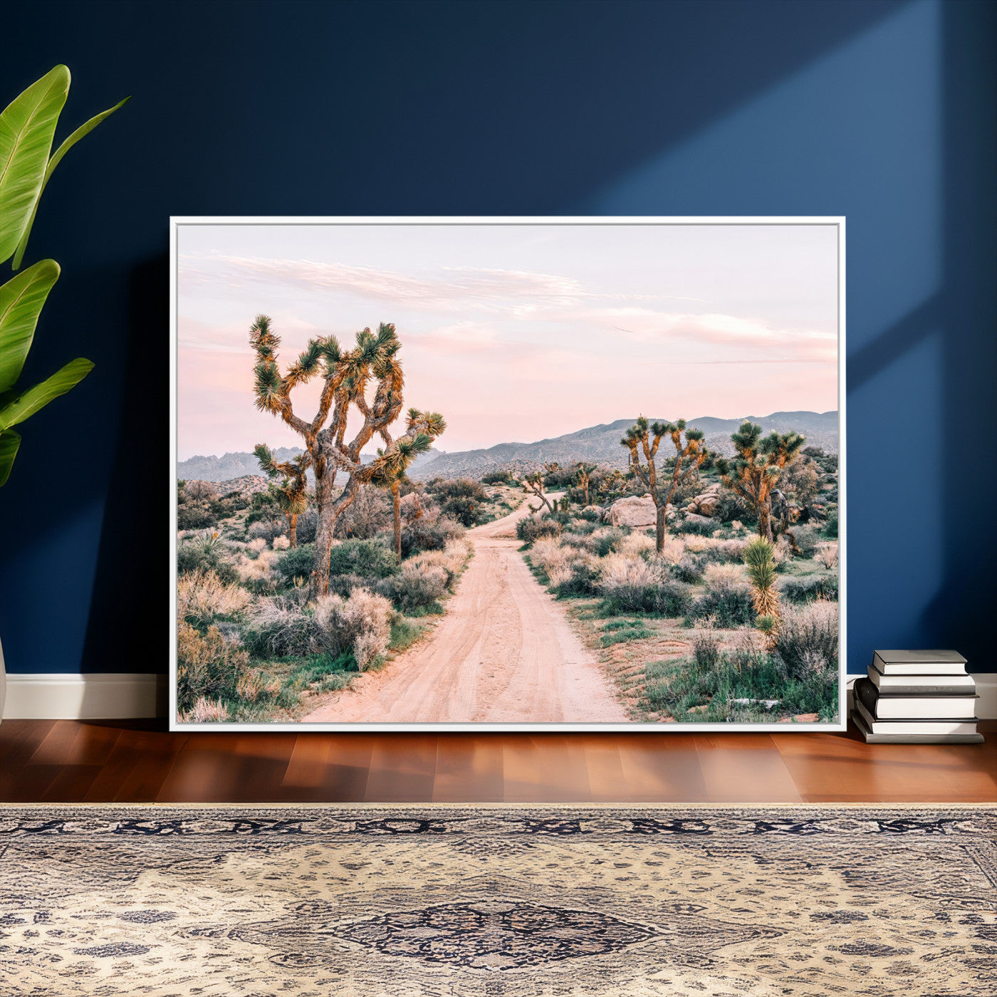 12540952-MGV-CV-36X24 - Desert Trail Wall Art – Canvas Print of Joshua Trees & Sunset Glow, Sandy Path Wilderness, Scenic Nature Escape Decor for Living Room, Office or Bedroom