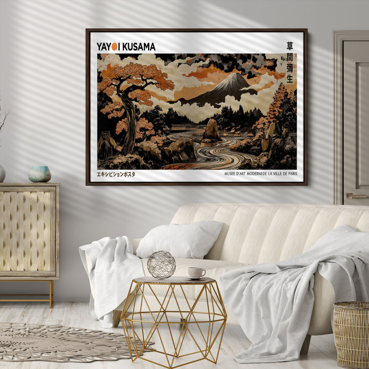 Modern Japanese Wall Art Print Yayoi Kusama Canvas Wall Art Abstract Mount Fuji Canvas Print Japanese Landscape Art Printing