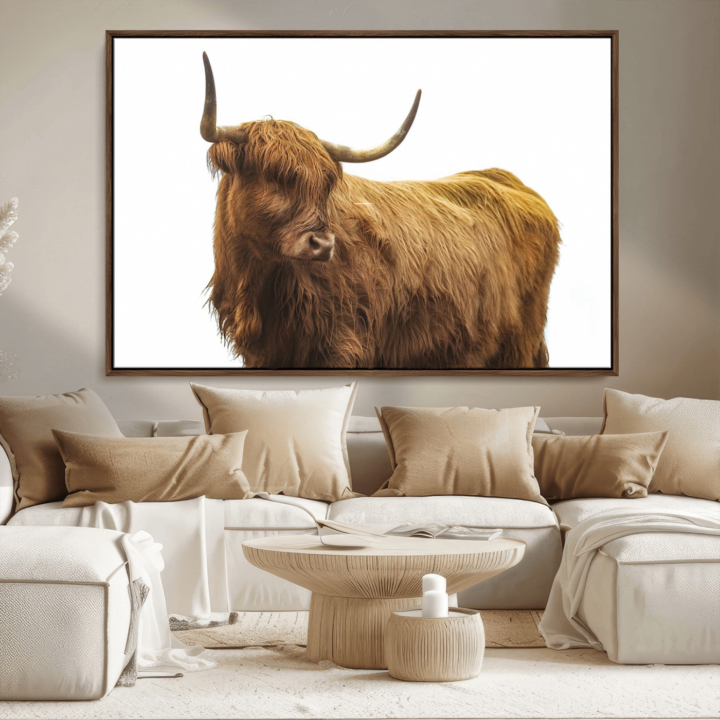 MGV-FC-36X24 - Highland Cow Wall Art Canvas Print, Framed Farmhouse Wall Art Art Picture Print, Rustic Animal Decor Perfect Rustic Farmhouse Decor Artwork