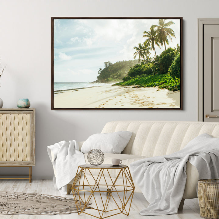 Relaxing Beach Wall Art Canvas Print, Framed Ocean View Art Picture Print, Coastal Serenity Perfect Tropical Coastal Decor Artwork