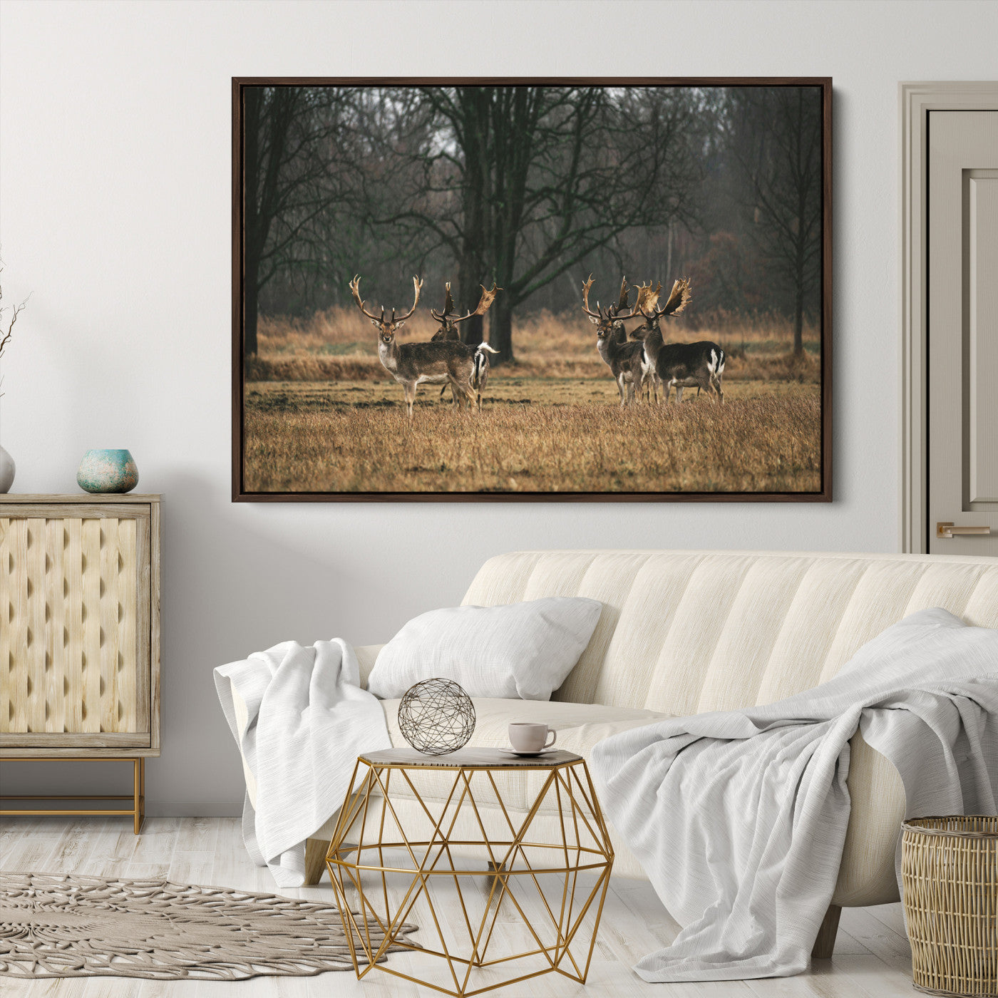 Deer Photography Wall Art Canvas Print, Framed Rustic Wildlife Art Picture, Rustic Deer Wall Art Print
