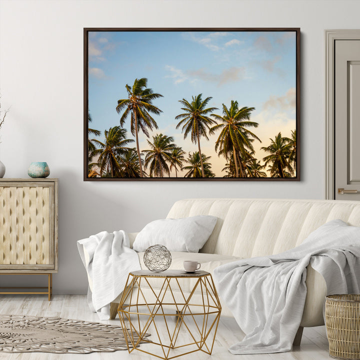 Palms Wall Art Canvas Print, Framed Tropical Art Picture Print, Coastal Perfect Coastal Decor Artwork