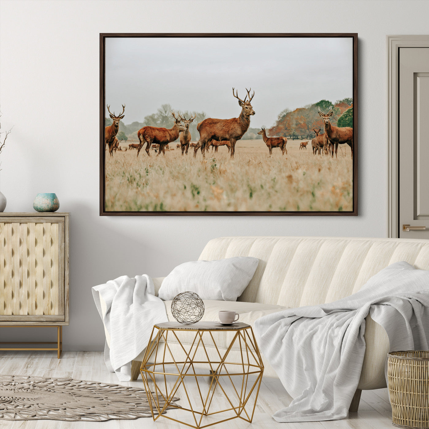 Rustic Deer Print Wall Art Canvas Print
