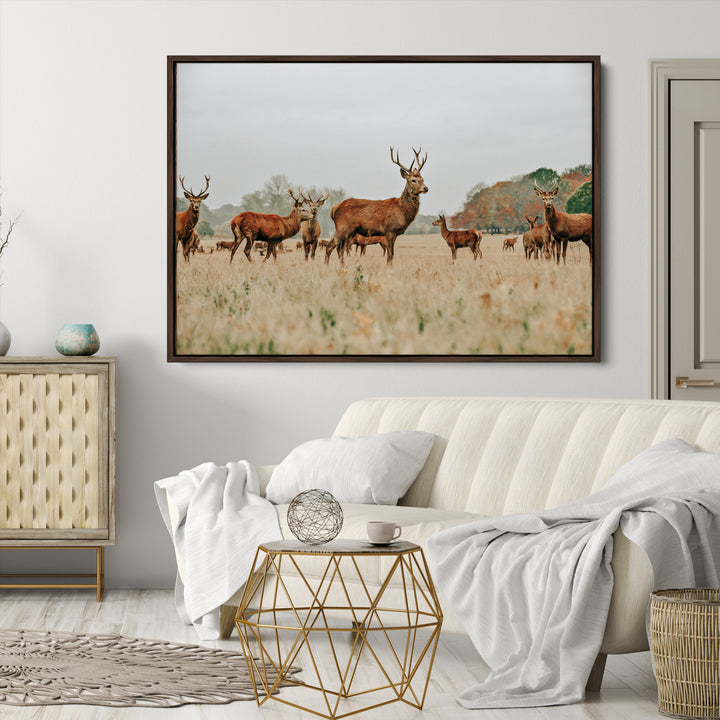 Rustic Deer Print Wall Art Canvas Print
