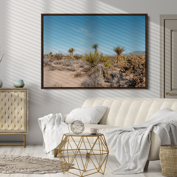 Joshua Tree Wall Art Canvas Print, Desert Landscape Print, Framed Warm Earth Tones Art Print, Large California Southwest Printing