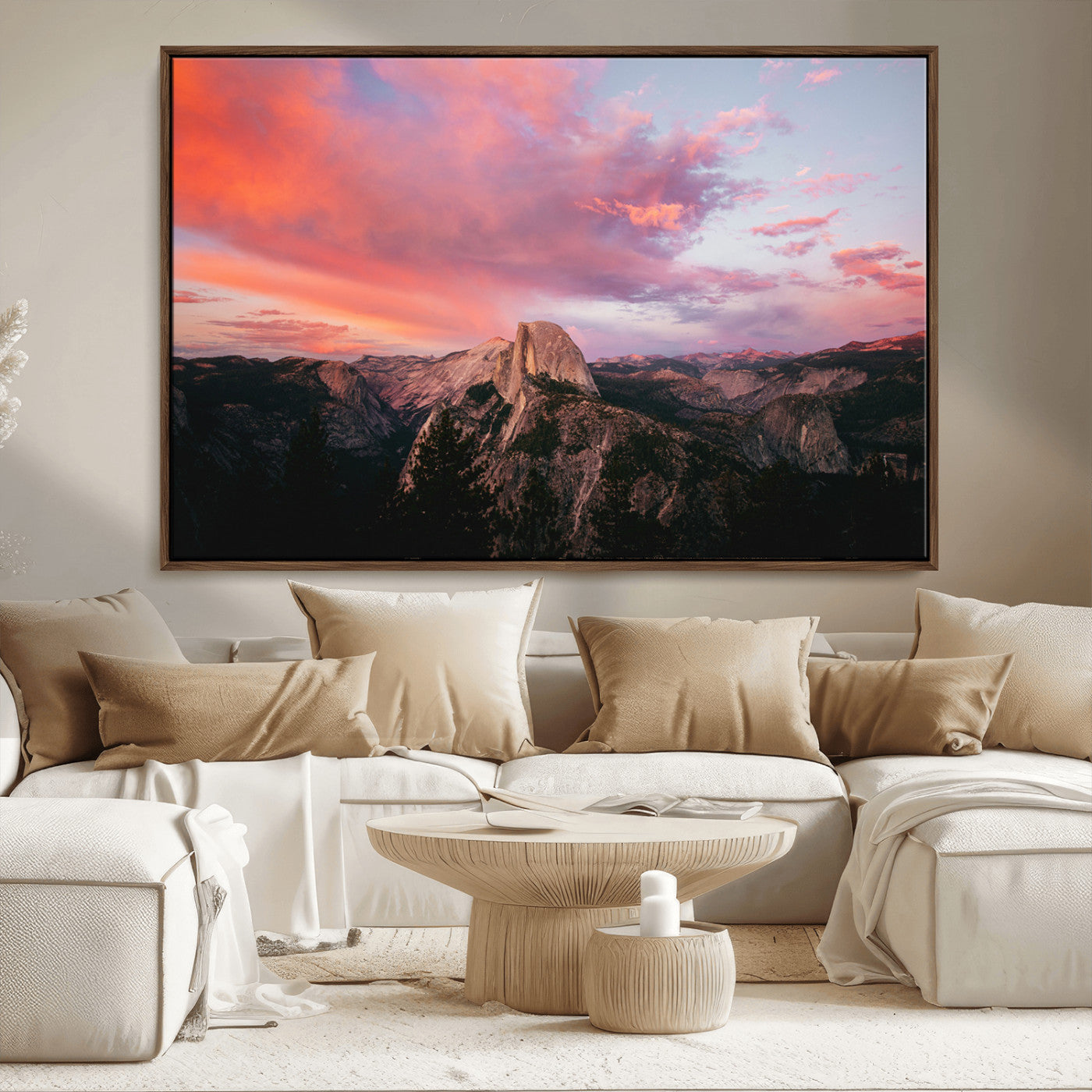 MGV-FC-36X24 - Half Dome Wall Art Canvas Print, Framed Yosemite National Park Art Picture Print, Dramatic Sunset Perfect Adventurous Wilderness Decor Artwork