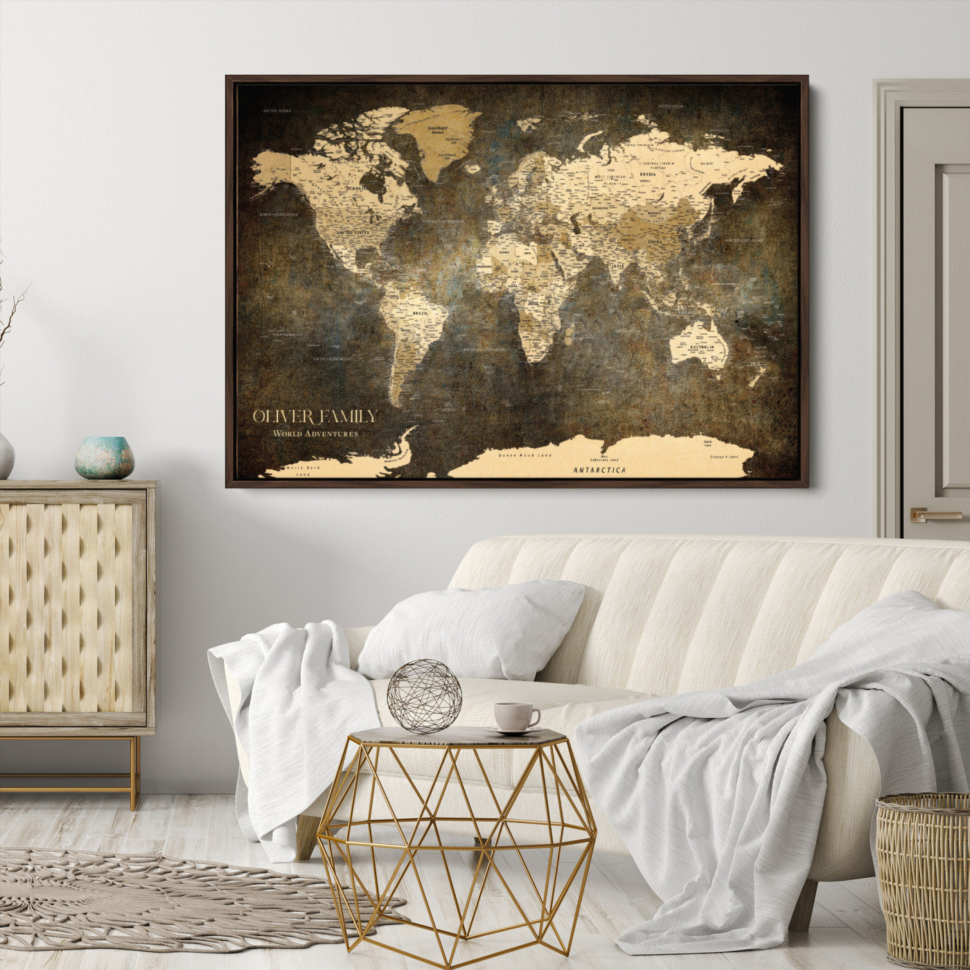 Personalized Custom Canvas Wall Art Print – Add Your Name, Date or Quote, Unique Gift for Home Decor, Wedding, Anniversary, Family Keepsake - Map - 1