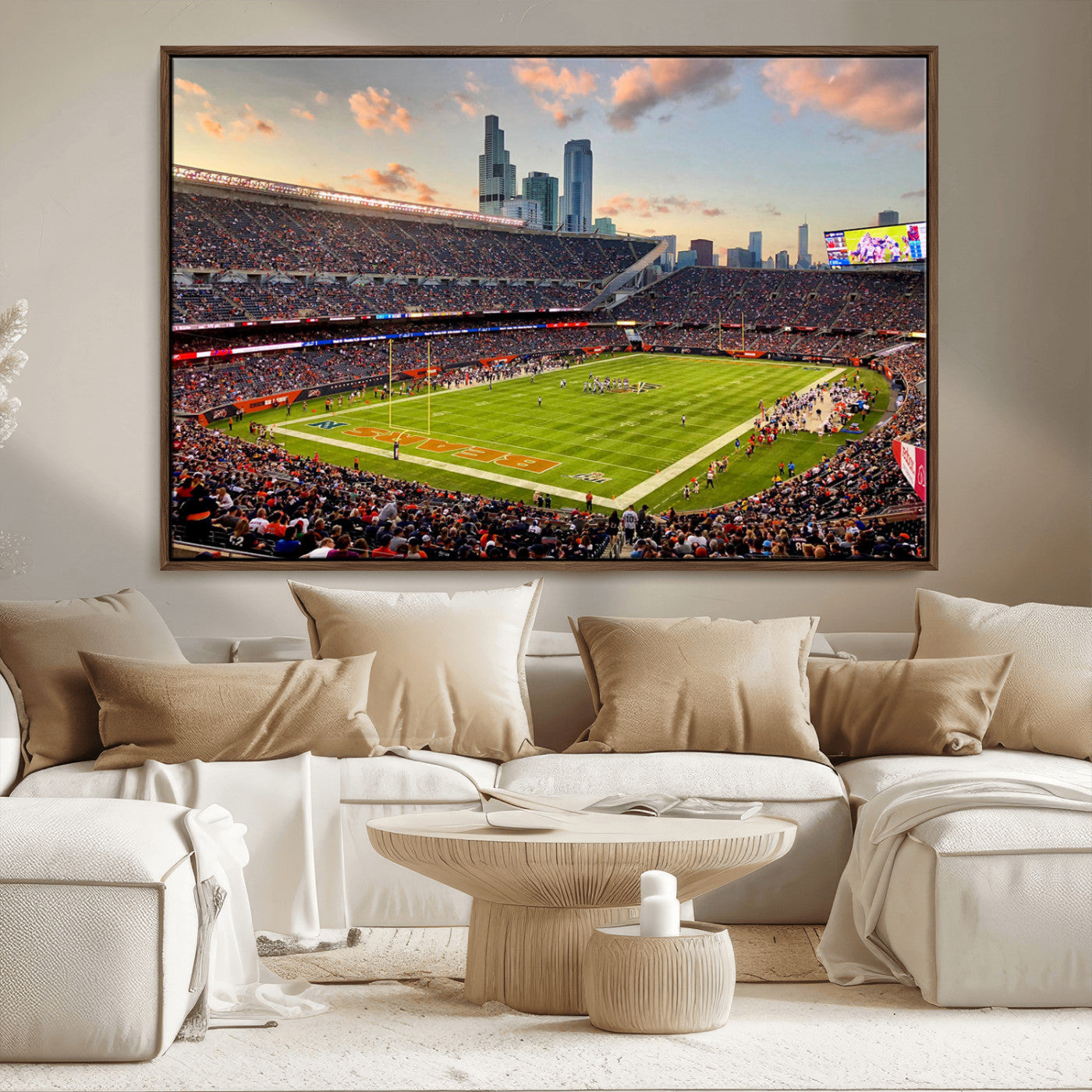 MGV-FC-36X24 - Chicago Bears Soldiers Field Wall Art Canvas Print – Framed Football Stadium Artwork for Sports