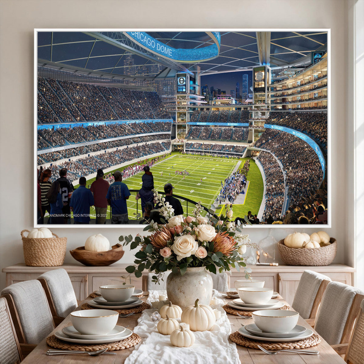 41816511-MGV-CV-36X24 - Chicago Dome Stadium Wall Art Canvas Print, Framed Modern Decor
