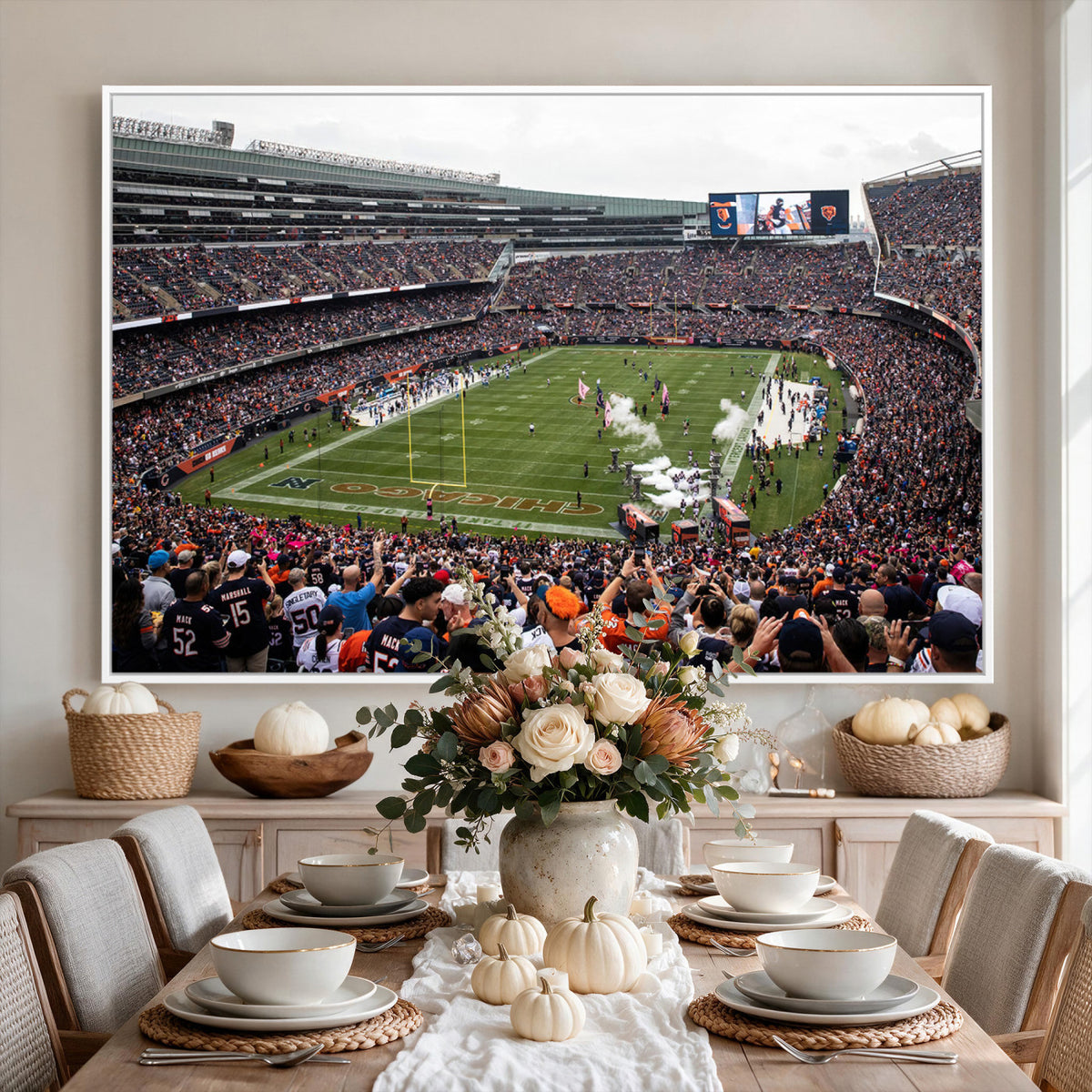 18347149-MGV-CV-36X24 - Chicago Bears Soldier Field Wall Art Canvas Print – Framed Football Stadium Artwork Team Spirit for home, office