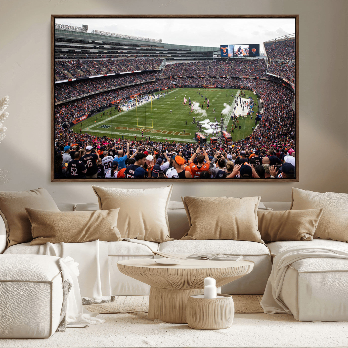 18347149-MGV-CV-36X24-Chicago Bears Soldiers Field Wall Art Canvas Print – Framed Football Stadium Artwork for Sports Fans, Soldier Field Skyline Canvas Decor for Game Room