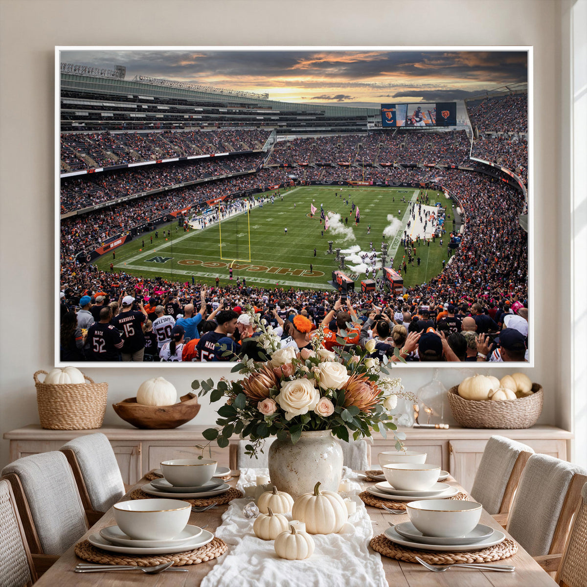 87578930-PAN-FL-20X10 - Chicago Bears Soldiers Field Wall Art Canvas Print, Home Bar Wall Decor