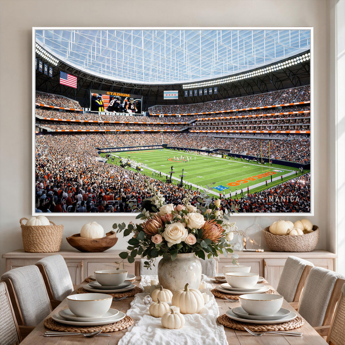 32530647-PAN-FL-20X10 - Chicago Bears Soldiers Field Wall Art Canvas Print, Framed and Ready to Hang