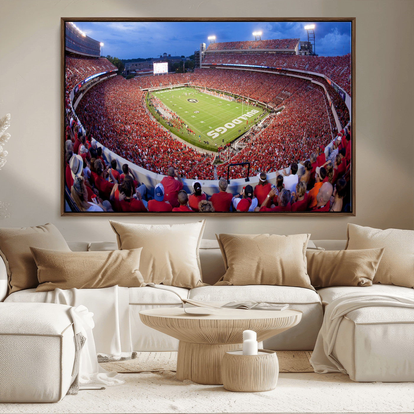10244378-MGV-CV-36X24-Dooley Stadium Wall Art Print, Sports Arena Canvas Wall Art, Dooley Field at Sanford Stadium Canvas Print, Modern Athletic Field Art Printing