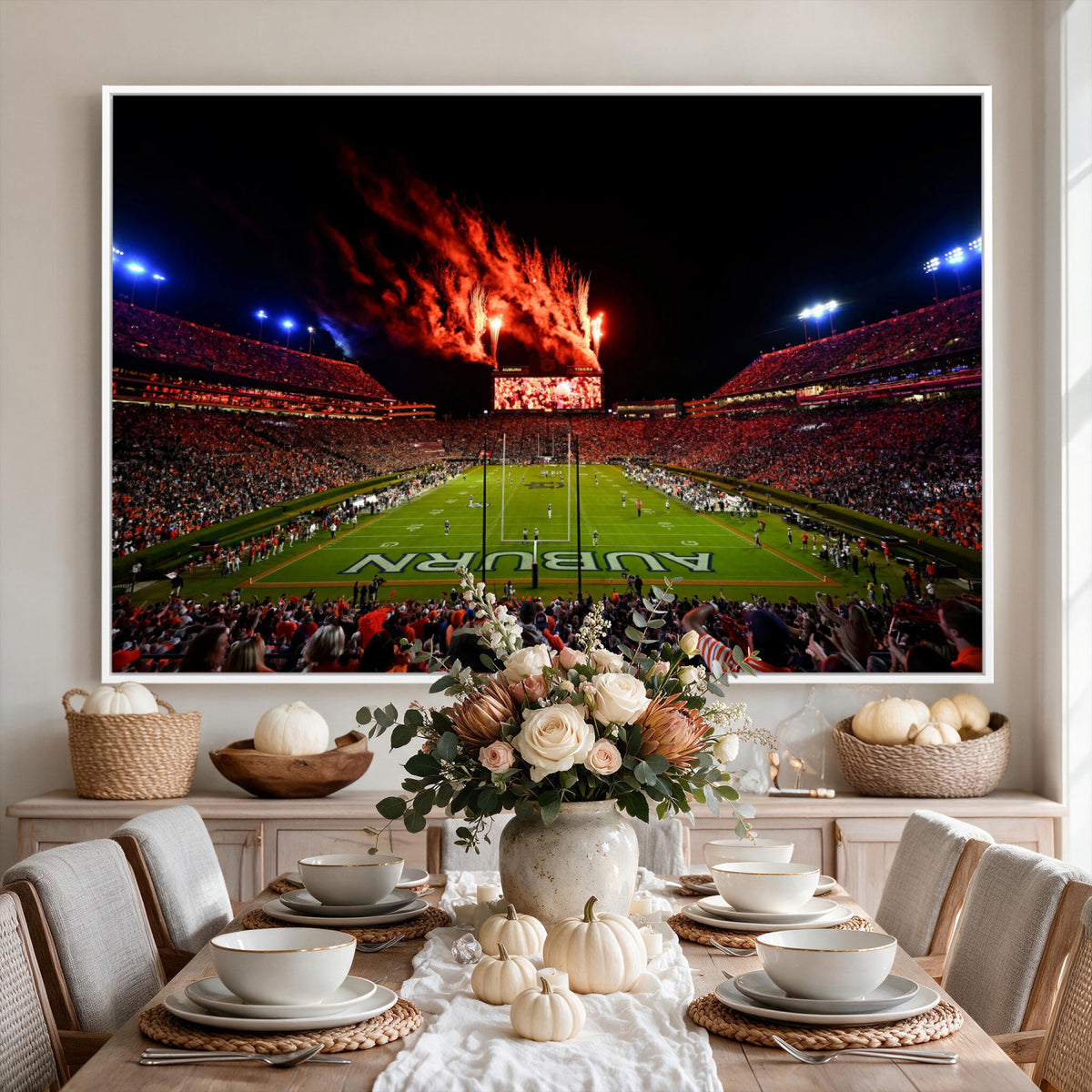 59046876-MGV-CV-36X24 - Jordan-Hare Football Stadium Wall Art Canvas Print, Football Stadium Aerial View