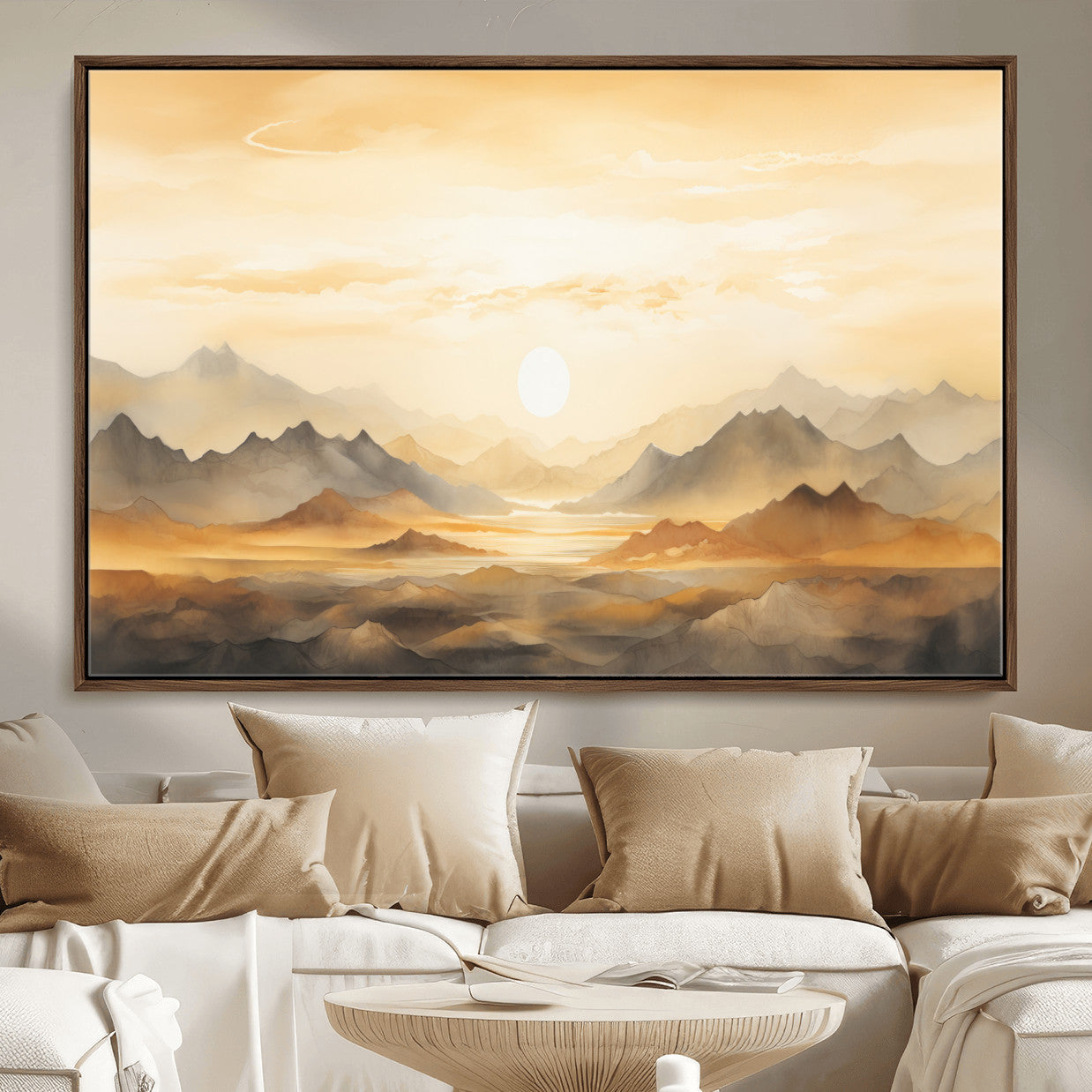 Nihat1-29-MGV-CV-36X24-Sepia Color Abstract Mountain Wall Art Canvas Print