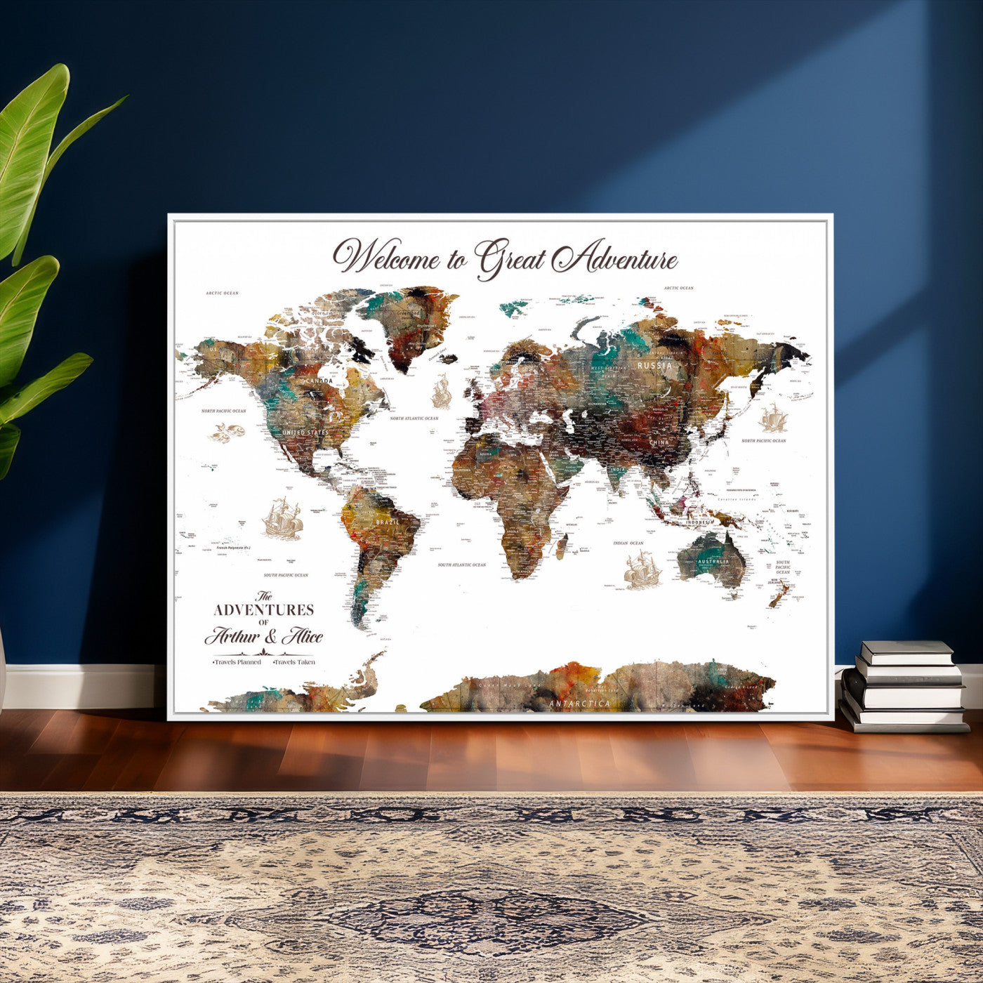 24221896-MGV-FC-36X24 - Personalized Push Pin World Map Wall Art Canvas Print with Pins – Customize  Travel Tracker Map for Home and Office Décor