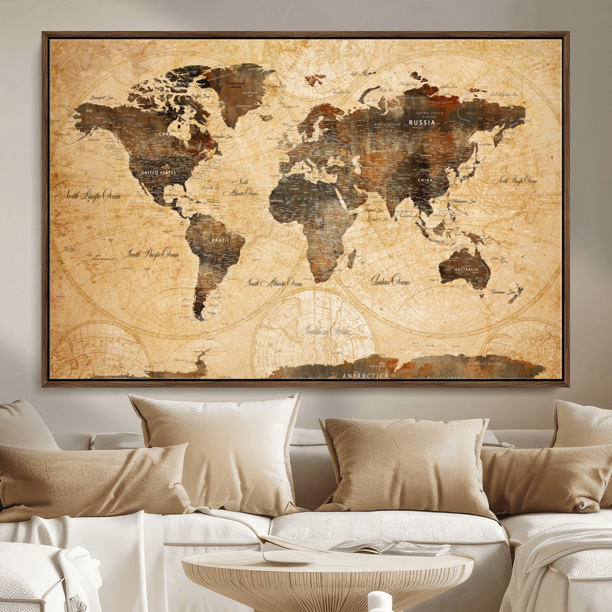14542905-MGV-FC-36X24 - Push Pin World Map Canvas Print – Travel Tracker Wall Art for Couples, Perfect Anniversary Gift for Home or Office Decor