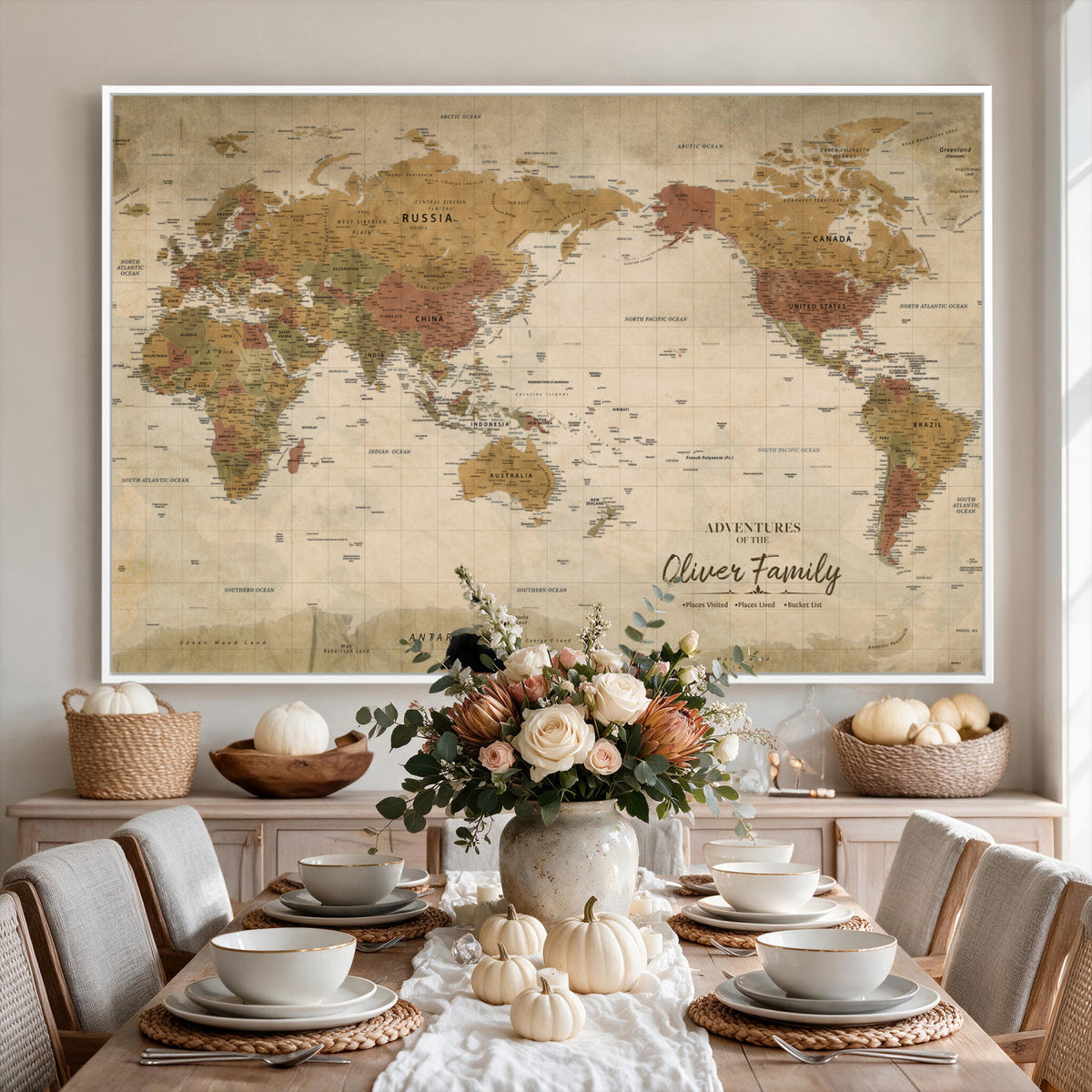 19347393-MGV-CV-36X24 - Personalized Framed Navy Modern World Map Canvas with Push Pins, Bucket List Map, Living Room and Entryway Decor