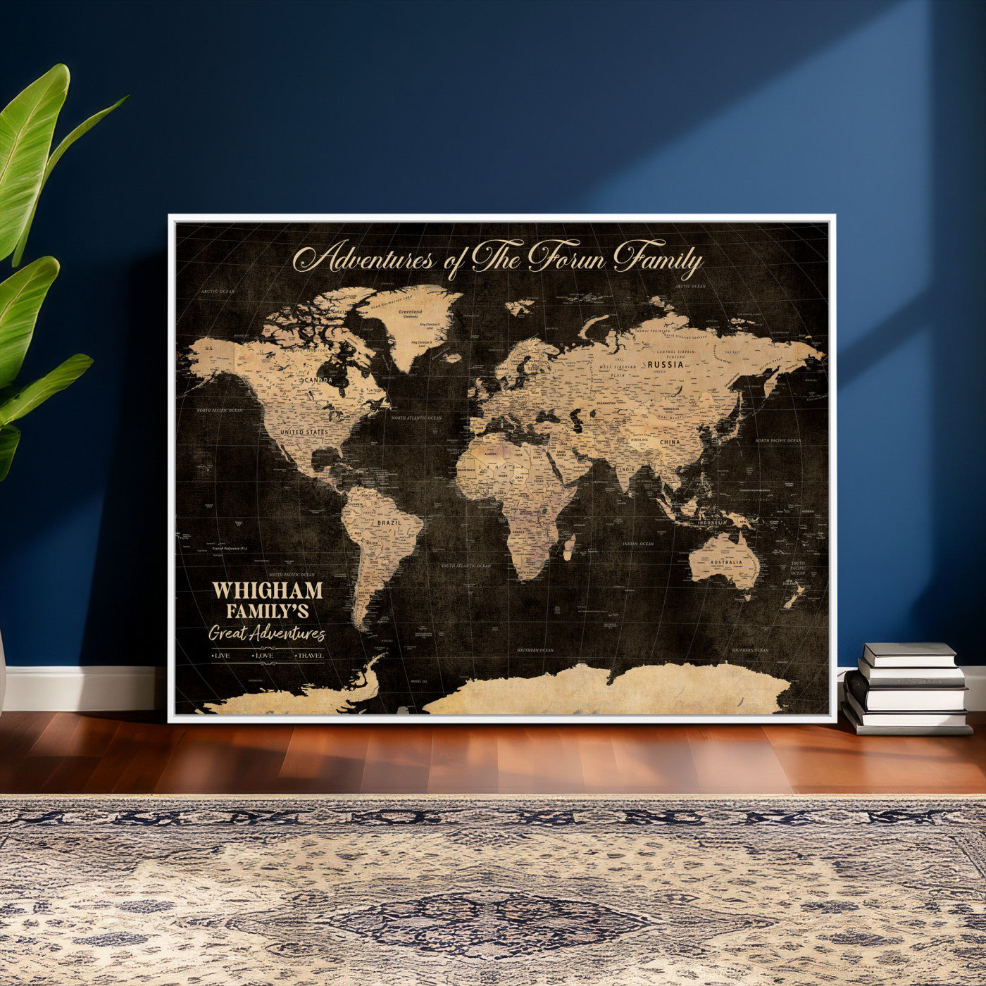 69635819-MGV-CV-36X24 - Custom Push Pin World Map Wall Art Canvas Print – Personalized Travel Tracker with Pins Framed Large for Home and Office Decor