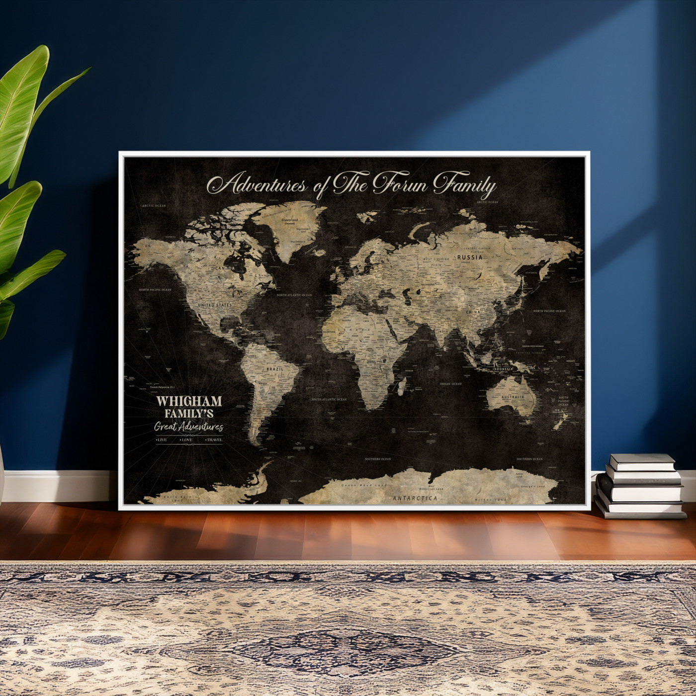 26348249-MGV-CV-36X24 - Custom Push Pin World Map Wall Art Canvas Print – Personalized Travel Tracker with Pins Framed Large for Home and Office Decor