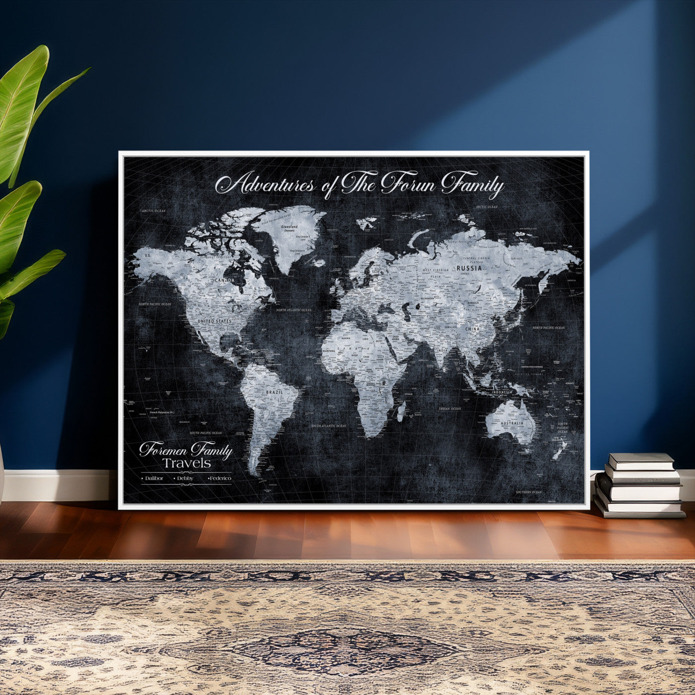 26826520-MGV-CV-36X24 - Custom Push Pin World Map Wall Art Canvas Print – Personalized Travel Tracker with Pins Framed Large for Home and Office Decor