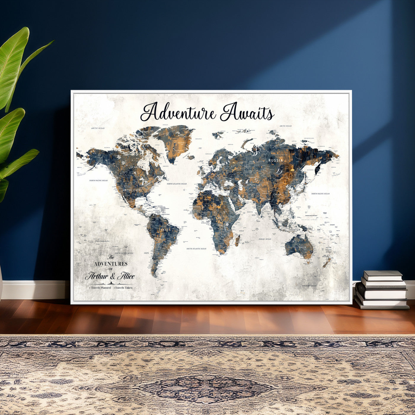 26041262-MGV-CV-36X24 - Custom Push Pin World Map Wall Art Canvas Print – Personalized Travel Tracker with Pins Framed Large Print - NEWMAP-6