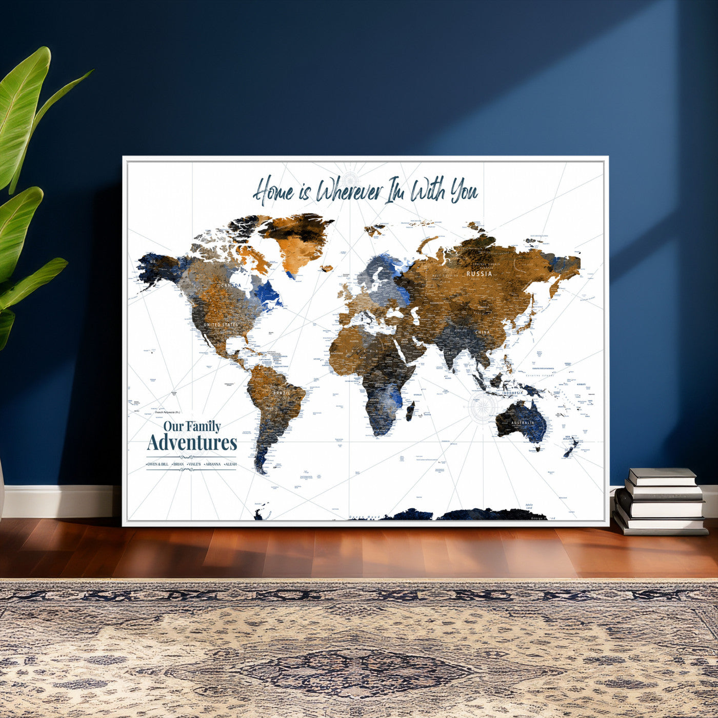 75259864-MGV-CV-36X24 - Custom Push Pin World Map Wall Art Canvas Print – Personalized Travel Tracker with Pins Framed Large for Home and Office Decor