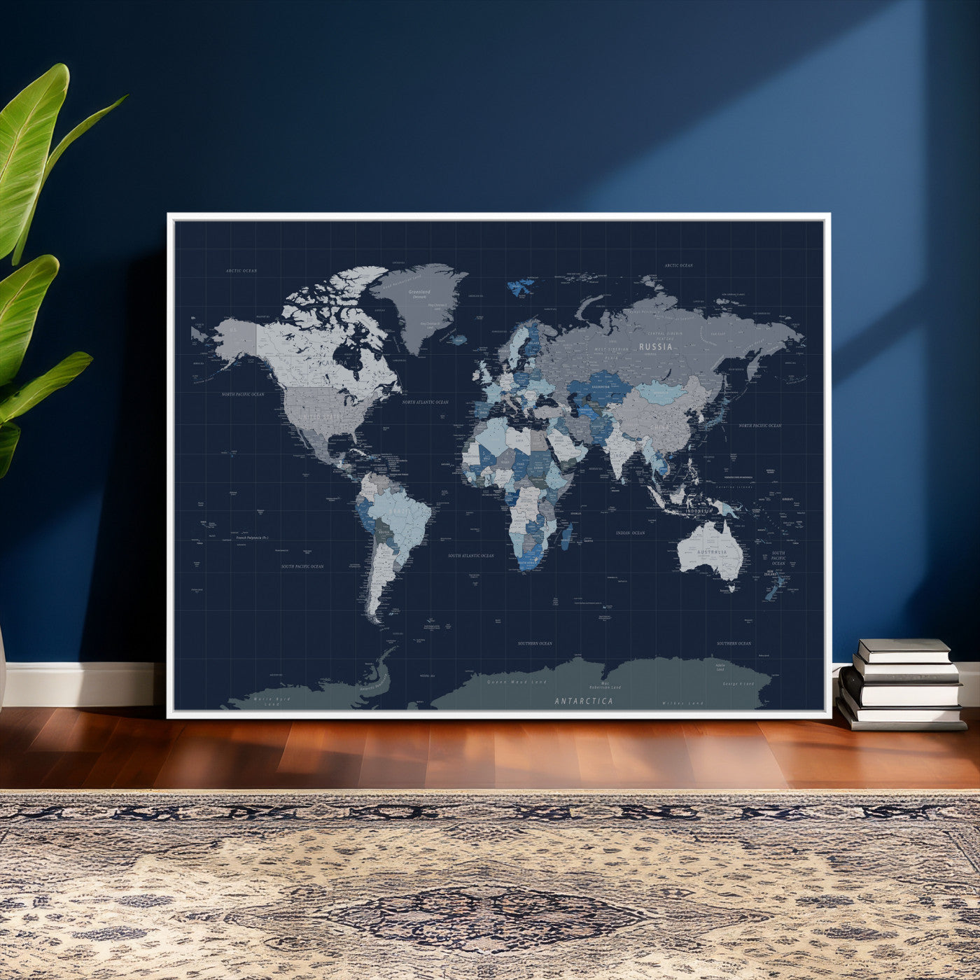 17712680-MGV-CV-36X24 - World Map Wall Art Canvas Print, Modern Decorative Framed Map Artwork Prints for Living Room, Office, Bedroom Wall Decor