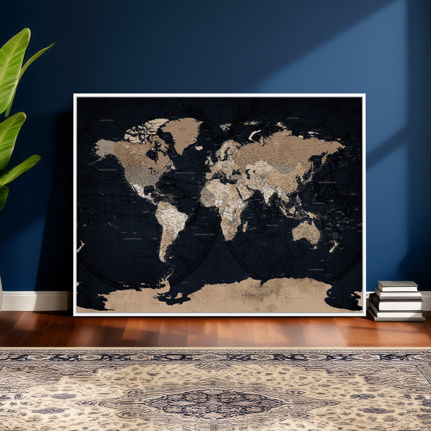 25812727-MGV-CV-36X24 - World Map Wall Art Canvas Print, Modern Decorative Framed Map Artwork Prints for Living Room, Office, Bedroom Wall Decor