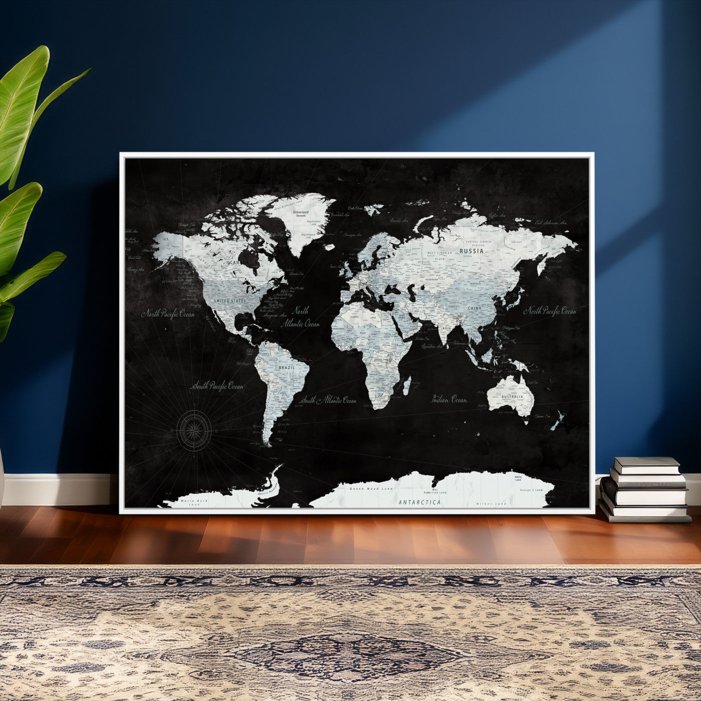 28664806-MGV-CV-36X24 - World Map Wall Art Canvas Print, Modern Decorative Framed Map Artwork Prints for Living Room, Office, Bedroom Wall Decor