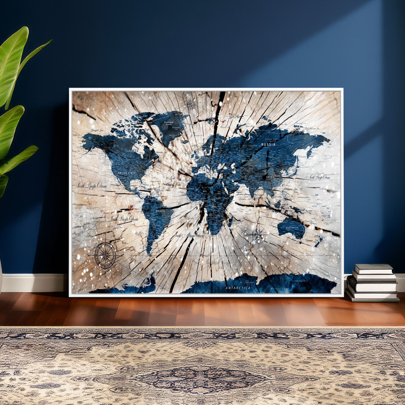 19478704-MGV-CV-36X24 - World Map Wall Art Canvas Print, Modern Decorative Framed Map Artwork Prints for Living Room, Office, Bedroom Wall Decor