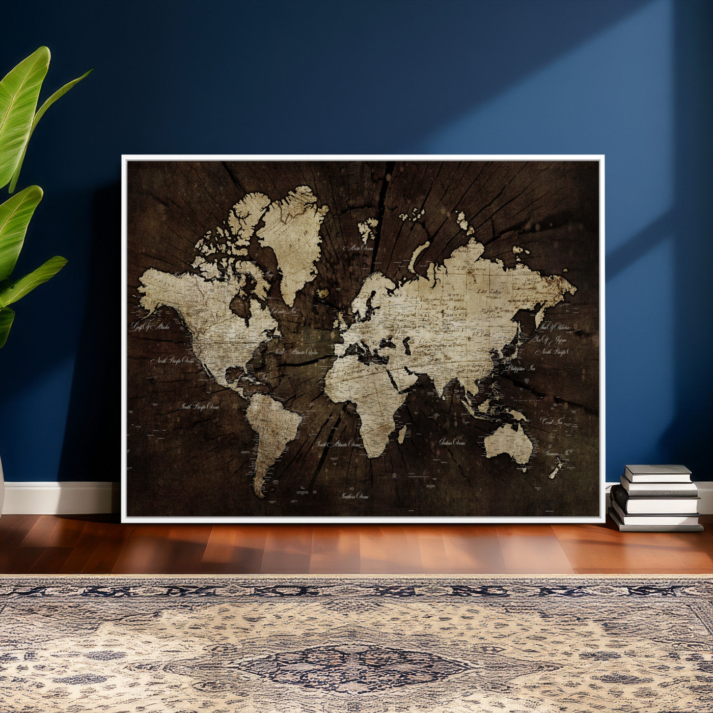 40991509-MGV-CV-36X24 - World Map Wall Art Canvas Print, Modern Decorative Framed Map Artwork Prints for Living Room, Office, Bedroom Wall Decor
