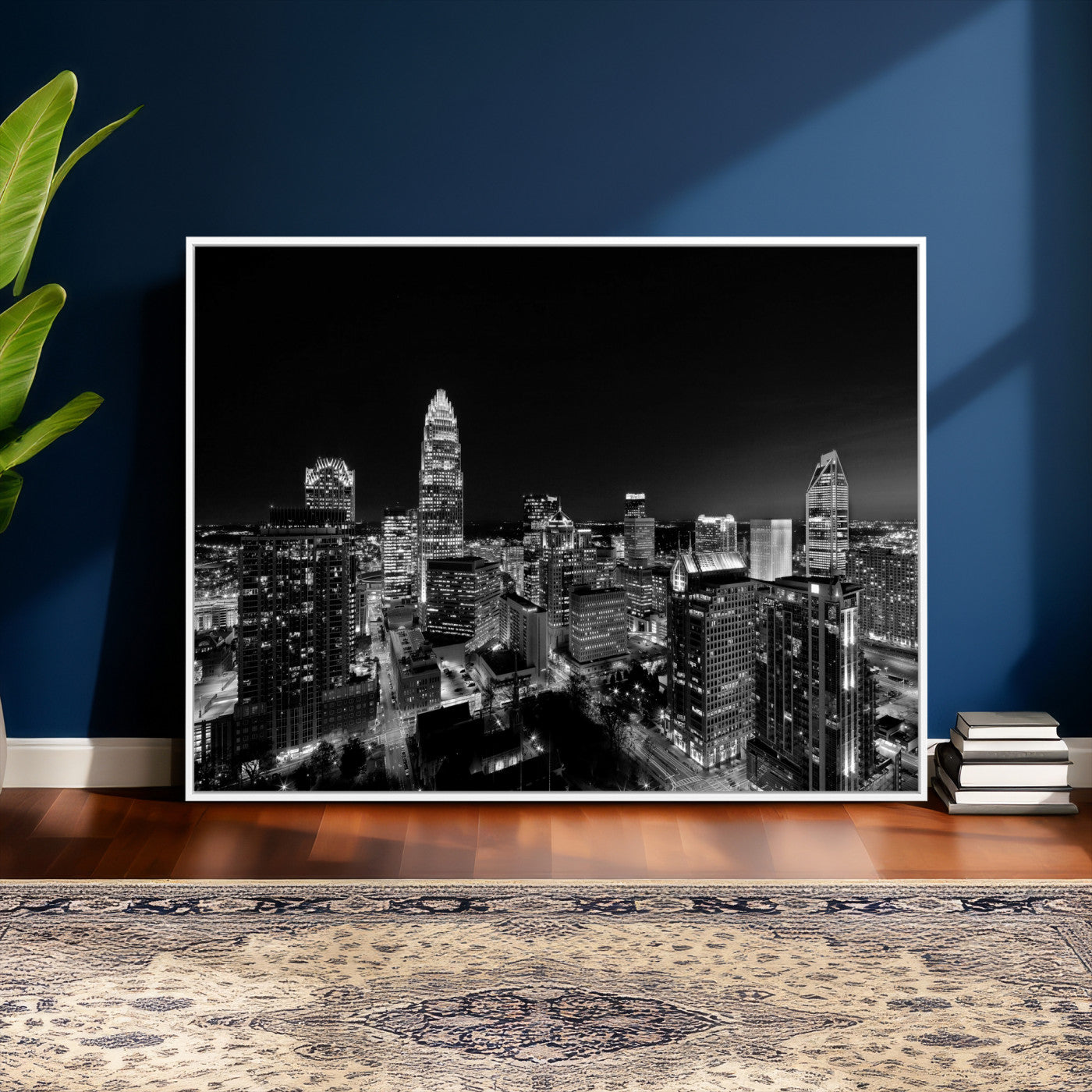 68329345-MGV-CV-36X24 - Atlanta Skyline Wall Art Canvas Print, Atlanta Downtown Night Cityscape Print for Modern Urban Wall Decor