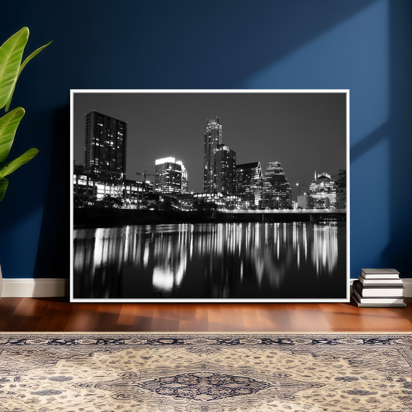 38129554-MGV-CV-36X24 - Austin Skyline Wall Art Canvas Print, Austin Downtown Night Cityscape Print for Modern Urban Wall Decor