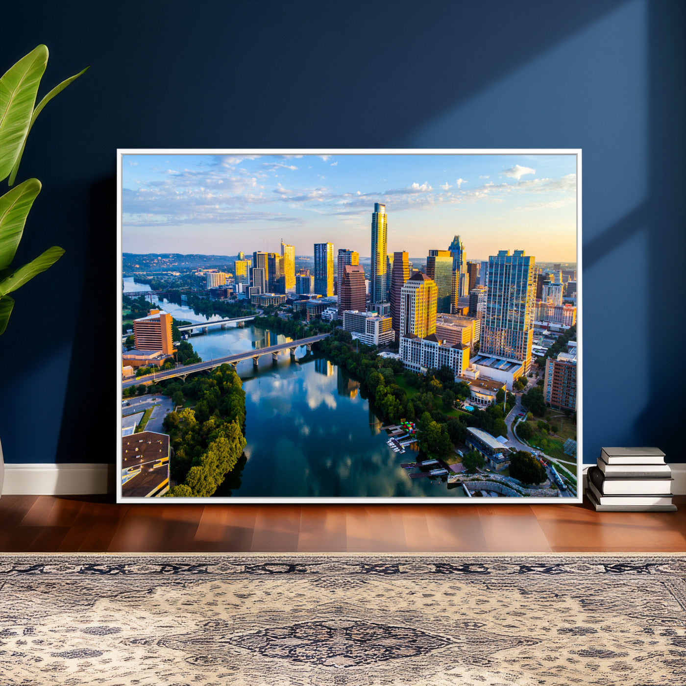 33675326-MGV-CV-36X24 - Austin Skyline Wall Art Canvas Print, Austin Downtown Night Cityscape Print for Modern Urban Wall Decor