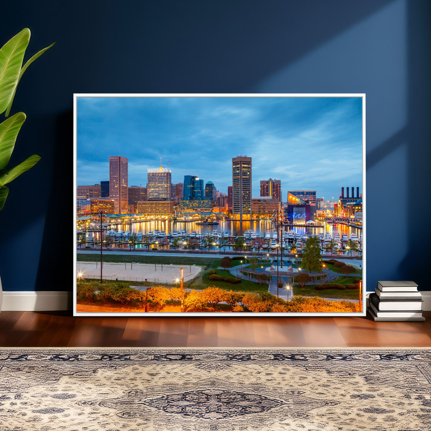 78635089-MGV-CV-36X24 - Baltimore Skyline Wall Art Canvas Print, Baltimore Downtown Night Cityscape Print for Modern Urban Wall Decor