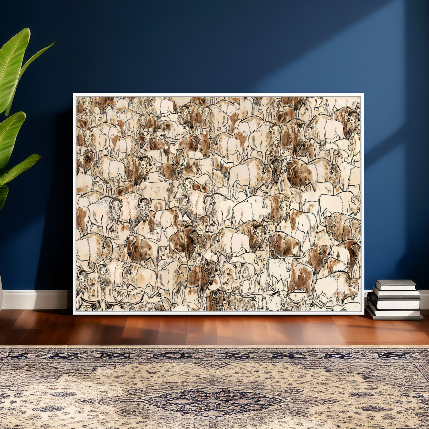 50142019-MGV-CV-36X24 - Farmhouse Animals Wall Art Canvas Print - Abstract Farm Animal Drawing Mid-Century Wall Art for Cabin Decor