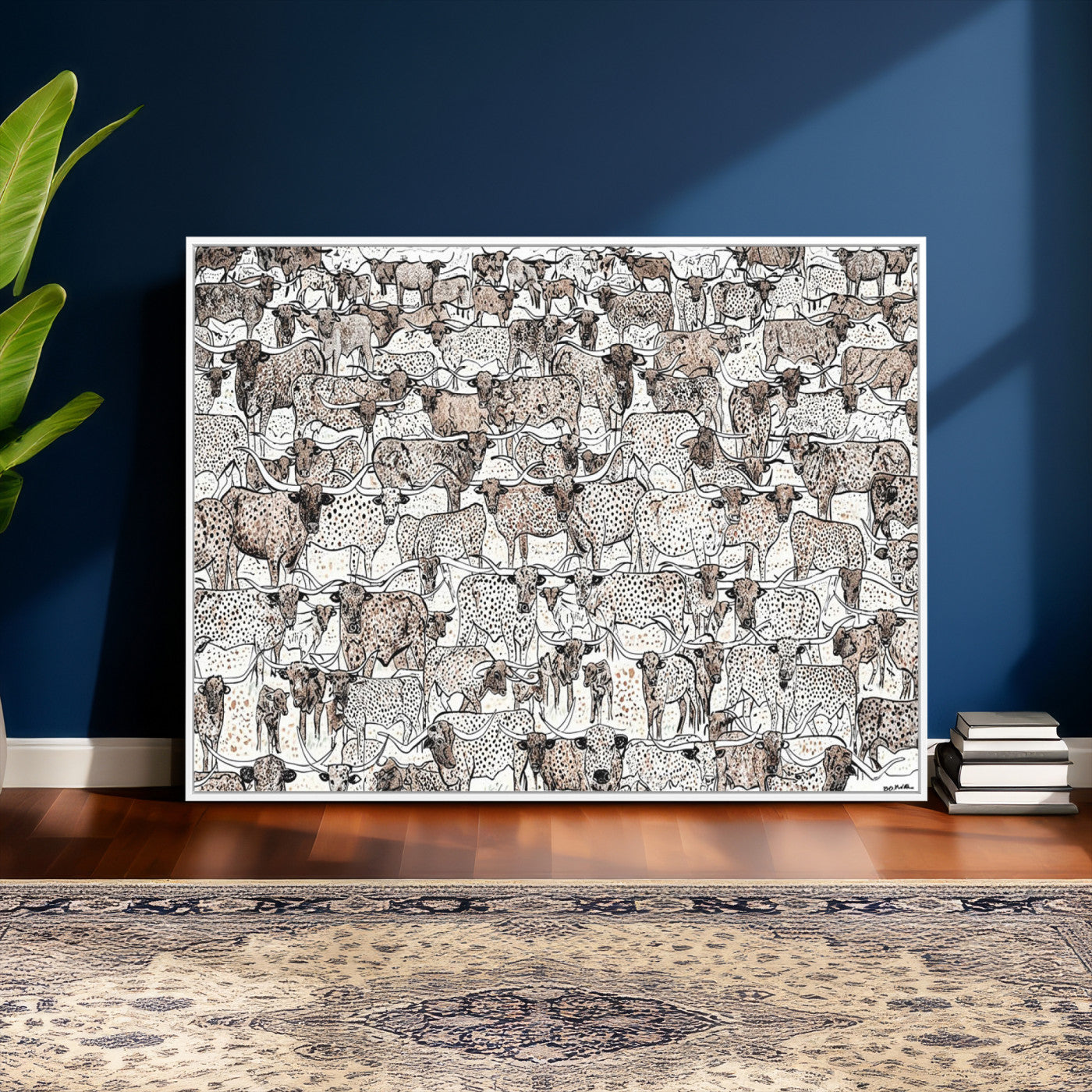 49200255-MGV-CV-36X24 - Farmhouse Animals Wall Art Canvas Print - Abstract Farm Animal Drawing Mid-Century Wall Art for Cabin Decor